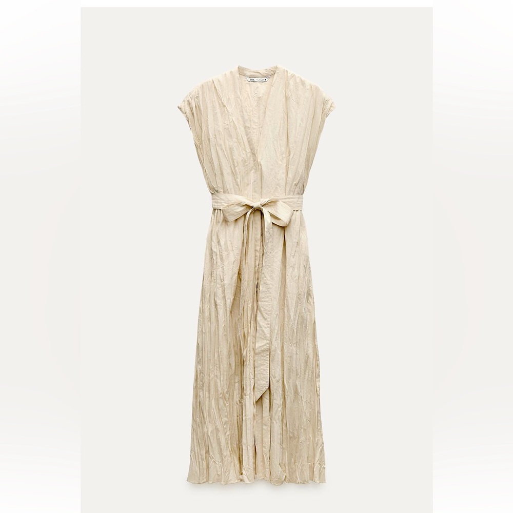 Zara belted wrinkled midi dress